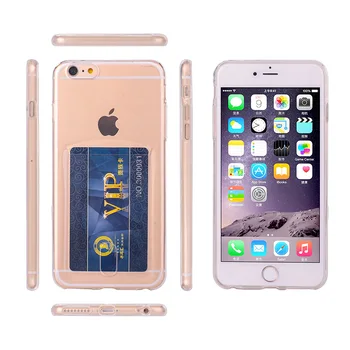 YISHANGOU Phone Case For iPhone 8 Plus Kreditkort Indehaveren Blød Gennemsigtig TPU Back Cover Til iPhone 5 5S SE 6 6S 7 Plus Plus