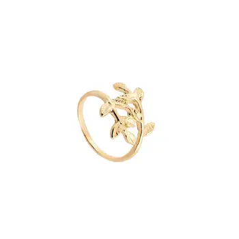 Yiustar 1pc 2016 Fashion Ringe Søde Dobbelt Blad Ring Plante Gren Ringe Kvinders Gave i Guld Størrelse: 6 R100
