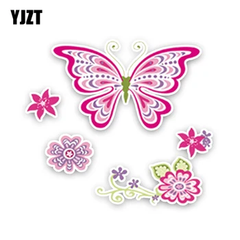 YJZT 14.8CM13.1CM Interessant Tegneserie Butterfly Farvede PVC Bil Mærkat Grafisk Dekoration C1-5075