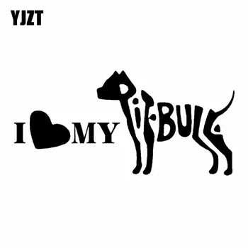 YJZT 16,8 CM*8CM jeg elsker Min Pitbull Decal Dog Vinyl Dekoration Sjove Bil Sticker Sort/Sølv C2-3199