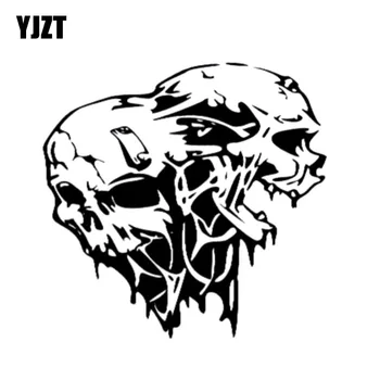YJZT 18CMX17.5CM ZOMBIE Kraniet Dead Walking Response Team Vinyl Car-styling af Bil Sticker Sort/Sølv S8-1152