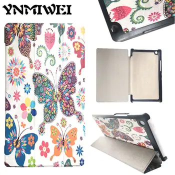 YNMIWEI Tab3 8 tommer TaB3 850M 850F Tablet Tilfældet For Lenovo Tab 2 A8-50F A8-50LC Læder Cover Farverig print Magnet +protector