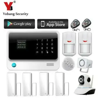 Yobang Sikkerhed 2,4 G WiFi GSM GPRS SMS Trådløse alarm Sikkerhed i Hjemmet indbruds alarm med sirene 720P Wifi IP-Kamera røgalarm