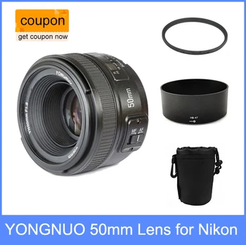 YONGNUO YN-50mm YN50mm f/1.8-AF Linse + Modlysblænde + UV-Filter + Linse Tilfælde Indstiller Automatisk Fokus for Nikon Kameraer AF-S 50mm 1,8 G