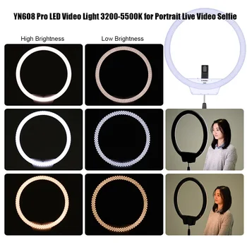 YongNuo YN608 LED Studio Ring Lys 3200K~5500K Trådløse Fjernbetjening Video Lys CRI>95 Foto Lampe med Taske og Power Adapter