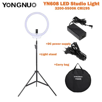 YongNuo YN608 LED Studio Ring Video Lys 3200K~5500K Trådløse Fjernbetjening CRI>95 Foto Lampe + Taske + strømadapter+ Lys Stå