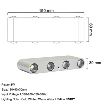 YooE Indendørs Belysning Mode LED væglamper 8W AC100V/220V Væg Sconce soveværelse LED Kold/Varm Hvid Gul/Colorful