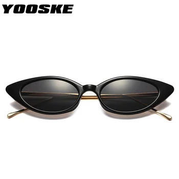 YOOSKE Kvinder Små Cat Eye Solbriller Klassiske brand Designer-Oval Metal Ramme Sol Briller For Kvindelige Mandlige Nuancer