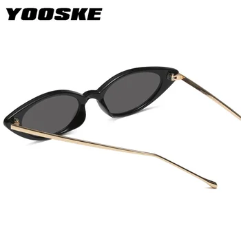 YOOSKE Lille Cat Eye Solbriller Kvinder Klassiske brand Designer Ovale Stel af Metal solbriller Til Kvinder Nuancer