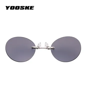 YOOSKE Mode Klip På Næsen Solbriller Mænd Vintage Mini Runde solbriller Hacker Empire Matrix Morpheus Uindfattede Solbriller UV400