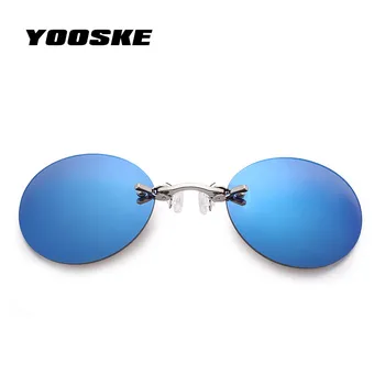 YOOSKE Mode Klip På Næsen Solbriller Mænd Vintage Mini Runde solbriller Hacker Empire Matrix Morpheus Uindfattede Solbriller UV400