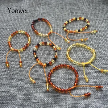 Yoowei Engros-Baltic Amber Bracelet Oprindelige Barokke Perler Justerbar Amber Bracelet Bijoux Naturlige Rav Smykker Leverandører