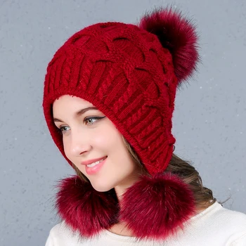 YOUHAN Kanin Skullies Huer Vinter Hat Til Kvinder Dejlig Varm Hat Tykkere Strikket hue Fashion Vinter Hatte