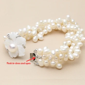 YouNoble real multilayer armbånd til kvinder,hvid ferskvandsperle perle smykker armbånd erklæring charme pige fødselsdag bedste gave