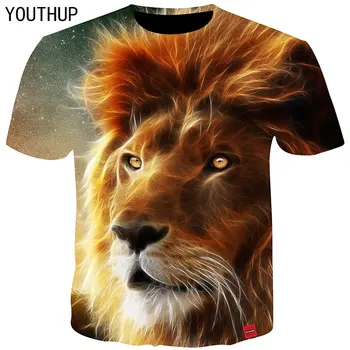 YOUTHUP 2018 Mænd T-Shirt 3D-Print Lion Tee Shirt Homme O-Hals kortærmet T-Shirt Sommer Toppe Hip Hop Fitness t-shirts Plus Størrelse