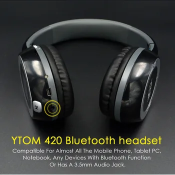 YTOM Sammenklappelig Bluetooth Headset LCD-Display Stereo Håndfri Casque Audio Hovedtelefoner Trådløse Wireless Hovedtelefoner understøtter FM-TF 3.5