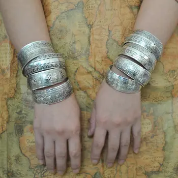 Yumfeel Fabrik, Engros Tibetanske Smykker, Vintage Silver Bangle Armbånd i Antik Tibetansk Sølv Cuff Armbånd til Kvinder