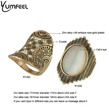 Yumfeel Mode Smykker, Vintage Ringe Vintage Punk-Ring Sæt til Kvinde Cocktail Ringe