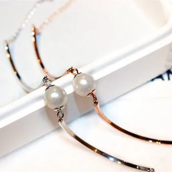 YUN RUO Fashion Brand, Steg Guld Sølv Farver Pearl Perler Armbånd Charms 316L Rustfrit Stål Smykker til Kvinden Forhindre Fade
