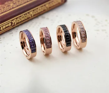 YUNRUO Halvdelen Crystal Lugning Ring Accessorie Ren Titanium Stål, Rosa Guld Farve, Mode Smykker Engros Kvinde Gratis Fragt