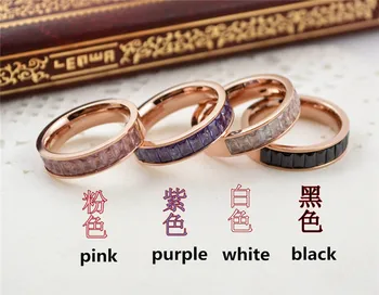 YUNRUO Halvdelen Crystal Lugning Ring Accessorie Ren Titanium Stål, Rosa Guld Farve, Mode Smykker Engros Kvinde Gratis Fragt