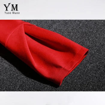 YuooMuoo Brand Design Efteråret Kjole Kvinders Plus Size Høj Kvalitet Rød Sort Kjole Elegant Europæiske Fashion Party Kjoler Outwear