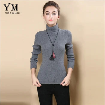 YuooMuoo Høj Kvalitet Kvinder Sweater Nye Rullekrave Pullover Vinter Toppe Solid Cashmere Sweater Efterår Kvindelige Sweater Hot Salg