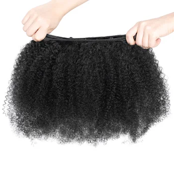 Yvonne Afro Curly Virgin Brazilian Hår Væve Bundter med Lukning Naturlige Farve Human Hair 3 Bundter Med Lace Lukning 4x4