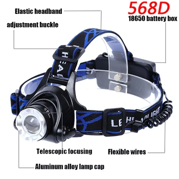 Z30 Forlygte T6 L2 led forlygte zoom lommelygte justerbar hoved lampe 5000lm XML 18650 batteri, lys foran Genoplade zoomable