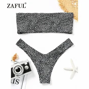 ZAFUL 2018 Nye Kvinder Leopard g-streng Bandeau Bikini Badetøj Kvinder Badedragt High Cut To Stykke SwimmingSuit Brasilianske Biquni
