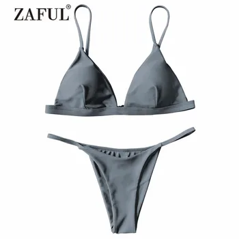 ZAFUL Nye Bikini Lav Talje Spaghetti-Stropper g-streng Bikini Sæt Badetøj Kvinder Badedragt V-String, Tanga Brasilianske Biquni Pyring, der Passer