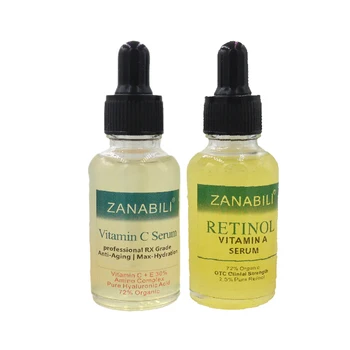 ZANABILI Ren Retinol Vitamin A 2.5% + 30% Vitamin C + E HYALURONSYRE Facial Serum Anti-Aging Fugtgivende Creme til Ansigtet