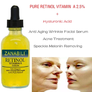 Zanabili Ren Retinol Vitamin A 2.5% + 60% MATRIXYL 3000 HYALURONSYRE RETINOL Facial Serum Fugtgivende Anti Rynke Creme