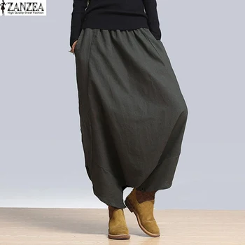 ZANZEA 2018 Kvinder High Waist Lange Bukser Pantalones Løs Casual Harem Bukser med Brede Ben Plus Overdimensioneret i Fuld Længde Baggy Bukser
