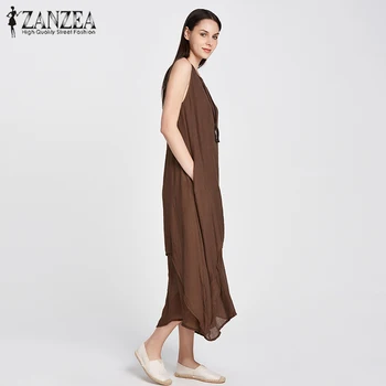ZANZEA Mode 2018 Dame Kinesiske Stil, Casual Løs Baggy Kjole Bomuld Fest Kjoler, Lange Maxi Vestidos Plus Størrelse