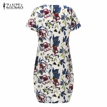 ZANZEA Print Floral Party Dress 2018 Summr Boho Stil Dame kortærmet Posede Kjoler Casual Vintage Vestidos Plus Størrelse