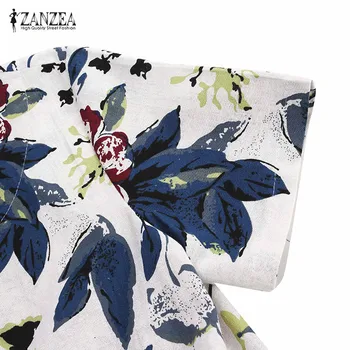 ZANZEA Print Floral Party Dress 2018 Summr Boho Stil Dame kortærmet Posede Kjoler Casual Vintage Vestidos Plus Størrelse