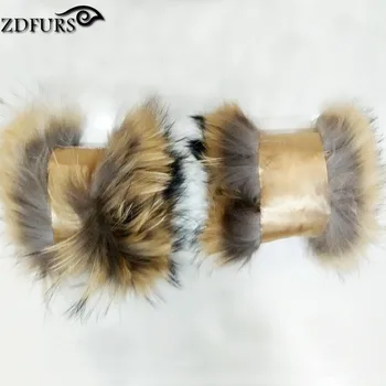 ZDFURS * vinter kvinders pels cuff mode pels tilbehør Armbånd Armbånd ægte vaskebjørn pels cuff ZDC-163009