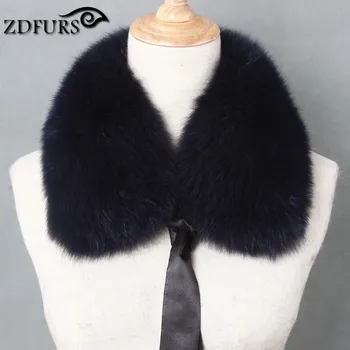 ZDFURS * ægte ræv pels krave lyddæmper pels tørklæde for vinteren ræv pels krave til uld coat coat dekoration dejlige krave til pige