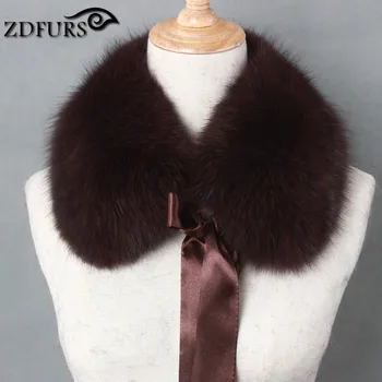 ZDFURS * ægte ræv pels krave lyddæmper pels tørklæde for vinteren ræv pels krave til uld coat coat dekoration dejlige krave til pige