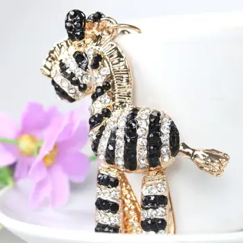 Zebra Sort Hest Nye Søde Piger Rhinestone Krystal Taske Taske Nøglering Gave Hot Trendy Nice&Væsentlig Engros-Gratis Fragt
