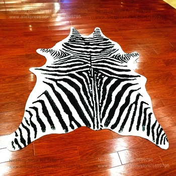 Zebra trykt tæppe dyr faux hud koskind tæppe Stor Størrelse 2X1.5M sort hvid mat Imiteret Læder Mat til tøj butik