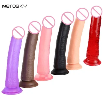Zerosky Anal Dildo Realistisk Dildo med Kraftig sugekop Falske Penis Lange Butt Plug Anal Plug sexlegetøj til Kvinder, sexlegetøj