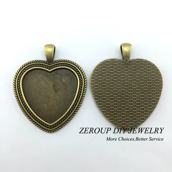 ZEROUP 5pcs/masse 30mm Halskæde Vedhæng Indstilling Antik Bronze-Sølv Glas Facetslebet Tom Base Forsyninger til Smykker at Finde T327