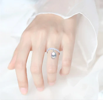 ZHBORUINI 2017 Fashion Perle Ring i 925 Sterling Sølv Smykker Til Kvinder Zircon Ringe Drop Form Naturlige Ferskvands Perle Gave