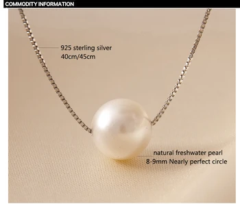ZHBORUINI 2017 Perle Halskæde Perle Smykker 8-9mm Naturlige Ferskvands Perle Vedhæng 925 Sterling Sølv Smykker Til Kvinder Gave