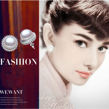 ZHBORUINI Fashion Perle Øreringe Perle For Kvinder Classic Audrey Hepburn ferskvandsperle 925Sterling Sølv Øreringe Smykker