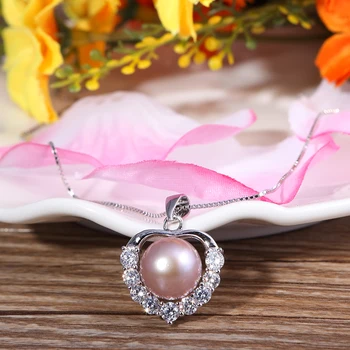 ZHBORUINI Perle Halskæde 925 Sterling Sølv Smykker Til Kvinder Pearl Smykker Naturlige Ferskvands Perle Kærlighed Hjerte Vedhæng Gave