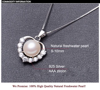 ZHBORUINI Perle Halskæde 925 Sterling Sølv Smykker Til Kvinder Pearl Smykker Naturlige Ferskvands Perle Kærlighed Hjerte Vedhæng Gave