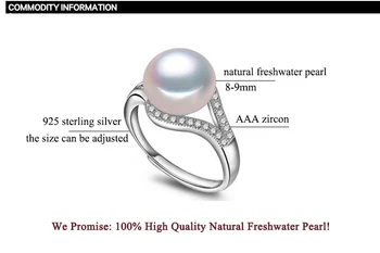 ZHBORUINI Perle Ring Naturlige Ferskvands Perle Smykker 925 Sterling Sølv Ringe Til Kvinder af Høj Guality Zircon vielsesringe Gave